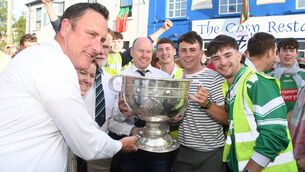 <p>Mayo footballer Paul Towey with officials from his club Charlestown Sarsfields GAA Club at the team's reception in the town last Thursday afternoon. Picture: John O'Grady</p> <p>Mayo footballer Paul Towey with officials from his club Charlestown Sarsfields GAA Club at the team's reception in the town last Thursday afternoon. Picture: John O'Grady</p>