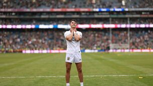<p>Mayo's Tommy Conroy celebrates after his side's All-Ireland SFC Final win against Kerry.	Picture:  INPHO/James Crombie</p>