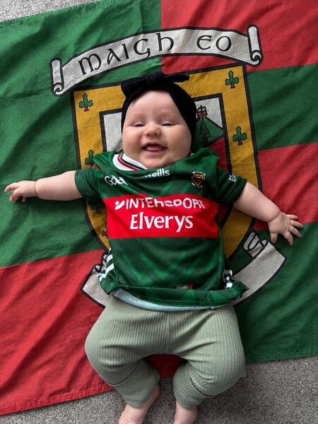 Three-month-old Eliana Kazaka from Chestnut Grove in Castlebar was all set for her first All-Ireland Final. She is the daughter of Endijs Kazaks and Emilija Vaitkute. Three-month-old Eliana Kazaka from Chestnut Grove in Castlebar was all set for her first All-Ireland Final. She is the daughter of Endijs Kazaks and Emilija Vaitkute.