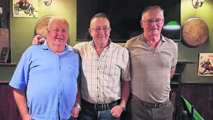 <p>Retiring Rural Social Scheme (RSS) workers John Joe Lyons, Tom Carney and Tom Lily at the retirement party held at Delaney's Bar, Ballyhaunis </p>