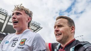 <p>An emotional Kobe McDonald after the final whistle with Mayo manager Andy Moran. Pic: INPHO/James Crombie</p> <p>An emotional Kobe McDonald after the final whistle with Mayo manager Andy Moran. Pic: INPHO/James Crombie</p>