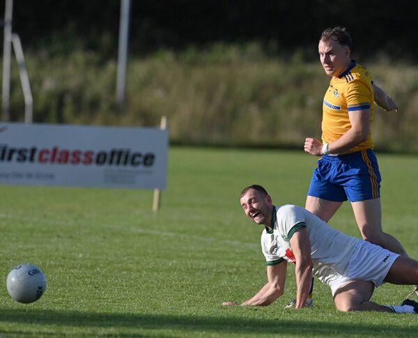 Knockmore’s Adam Naughton slips the ball past Ballaghaderreen’s Matthew Connor to score a goal during the Connacht Gold Mayo SFC tie at Ballaghaderreen last Saturday evening. Picture: David Farrell Photography Knockmore’s Adam Naughton slips the ball past Ballaghaderreen’s Matthew Connor to score a goal during the Connacht Gold Mayo SFC tie at Ballaghaderreen last Saturday evening. Picture: David Farrell Photography