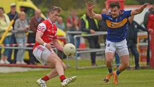 <p>Ballintubber's Cillian O'Connor tries to get round Ruairi Keane of Mayo Gaels. Picture: Conor McKeown</p> <p>Ballintubber's Cillian O'Connor tries to get round Ruairi Keane of Mayo Gaels. Picture: Conor McKeown</p>