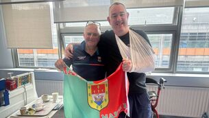 <p>Adrian Kilker (left) and Kieran O'Brien recovering in the Mater Hospital where they became great friends after both having near death experiences after Mayo's All-Ireland win. </p> <p>Adrian Kilker (left) and Kieran O'Brien recovering in the Mater Hospital where they became great friends after both having near death experiences after Mayo's All-Ireland win. </p>