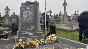 <p>The Republican Graveyard Plot in Leigue Cemetery, Ballina, County Mayo, on the day of Frank Stagg's 50th anniversary commemoration. </p>