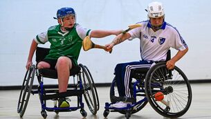 <p>Peter Egan of Connacht in action against Conor Dufficy of Leinster during the 2024 M. Donnelly GAA Wheelchair Hurling / Camogie All-Ireland Finals match between Leinster and Connacht at SETU Carlow Campus Sports Hall in Carlow. Picture: Shauna Clinton/Sportsfile </p> <p>Peter Egan of Connacht in action against Conor Dufficy of Leinster during the 2024 M. Donnelly GAA Wheelchair Hurling / Camogie All-Ireland Finals match between Leinster and Connacht at SETU Carlow Campus Sports Hall in Carlow. Picture: Shauna Clinton/Sportsfile </p>