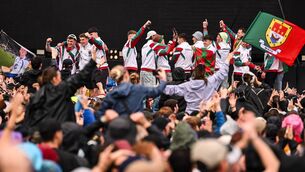 <p>The Mayo All-Ireland Football Championship winning team join The Saw Doctors on the Electric Picnic Main Stage. Photo by Ramsey Cardy </p> <p>The Mayo All-Ireland Football Championship winning team join The Saw Doctors on the Electric Picnic Main Stage. Photo by Ramsey Cardy </p>