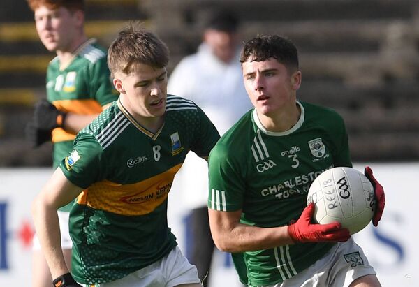 Charlestown’s Rhys O’Connor in action against Ardnaree’s Cathal Finan. Picture: David Farrell Photography Charlestown’s Rhys O’Connor in action against Ardnaree’s Cathal Finan. Picture: David Farrell Photography