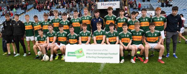 Ardnaree Sarsfields who defeated Charlestown Sarsfields in the Mayo GAA Homeland Minor 'C' football championship final at Hastings Insurance MacHale Park, Castlebar, last Sunday. Picture: David Farrell Photography Ardnaree Sarsfields who defeated Charlestown Sarsfields in the Mayo GAA Homeland Minor 'C' football championship final at Hastings Insurance MacHale Park, Castlebar, last Sunday. Picture: David Farrell Photography