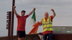 <p>Liam McCarthy and Charlie Lillis, pictured in Malin Head at the start of their mammoth walk, aim to raise €50,000 for the cardiac unit at Cork University Hospital (CUH). People can donate at www.idonate.ie/fundraiser/liammccarthy2</p> <p>Liam McCarthy and Charlie Lillis, pictured in Malin Head at the start of their mammoth walk, aim to raise €50,000 for the cardiac unit at Cork University Hospital (CUH). People can donate at www.idonate.ie/fundraiser/liammccarthy2</p>