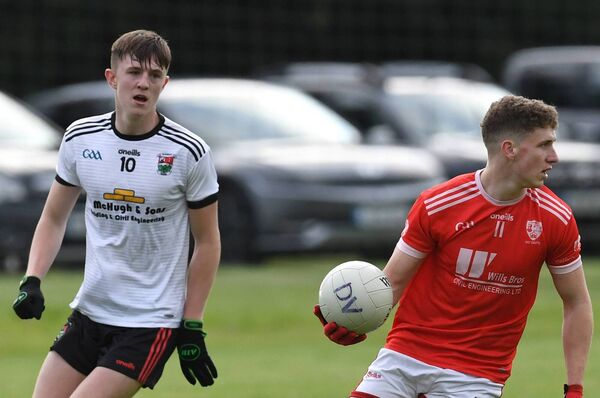 Moy Davitts’ captain Cian McHale, right, will hope to continue his red-hot scoring form. Picture: David Farrell Photography 