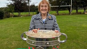 <p>101 year-old Nora Beisty (née Brennan) was surprised by a visit from Sam Maguire on her visit last week to Kiltimagh. </p>