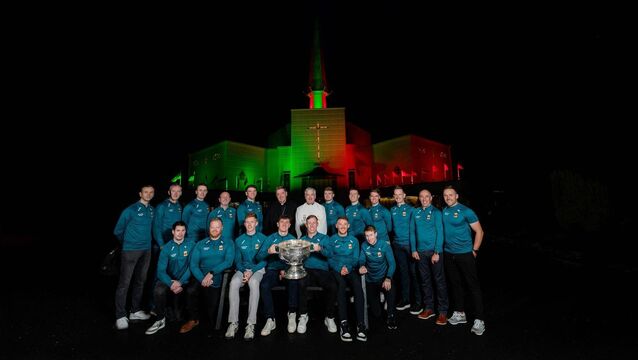 <p>The green and red of Mayo as members of the All Ireland winning Mayo team attend thanksgiving prayer service at Knock Basilica Photo credit: The Commercial Photographer</p>