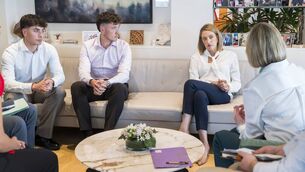 <p>Roberta Metsola, EP President meets with Nina Carberry and Jordan and Cian Adams, FTD Brothers</p>