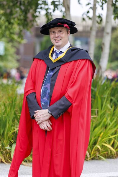 Dr Rob Healy at his recent graduation ceremony in University of Limerick (UL). Rob, a native of Erritt where his parents still live, went to national school in Gorthaganny, secondary school in Ballyhaunis and has degrees from the University of Galway, the London School of Business and Finance and now UL. Rob completed a Professional Doctorate in Engineering, part-time, and wrote a thesis on 'Assessing Queueing Stability in Agile Systems', which disproved core assumptions used in modern software development processes. The research was supervised by Professor Brian Fitzgerald of UL, Dr Tapajit Dey of Carnegie Mellon University and Professor Kieran Conboy of University of Galway - also an alumnus of Ballyhaunis Community School. Picture: Arthur Ellis Dr Rob Healy at his recent graduation ceremony in University of Limerick (UL). Rob, a native of Erritt where his parents still live, went to national school in Gorthaganny, secondary school in Ballyhaunis and has degrees from the University of Galway, the London School of Business and Finance and now UL. Rob completed a Professional Doctorate in Engineering, part-time, and wrote a thesis on 'Assessing Queueing Stability in Agile Systems', which disproved core assumptions used in modern software development processes. The research was supervised by Professor Brian Fitzgerald of UL, Dr Tapajit Dey of Carnegie Mellon University and Professor Kieran Conboy of University of Galway - also an alumnus of Ballyhaunis Community School. Picture: Arthur Ellis