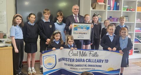 Enniscrone students have warm welcome for Minister