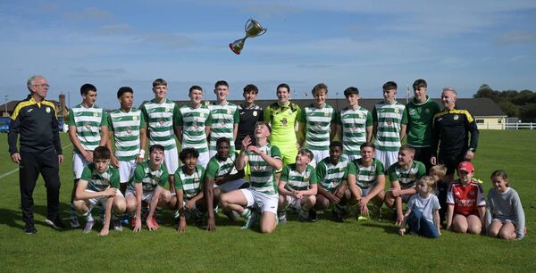 Castlebar Celtic players and management celebrate winning the Helen Johnson Premier Division Cup at Umbro Park on Sunday. Picture: John Corless Castlebar Celtic players and management celebrate winning the Helen Johnson Premier Division Cup at Umbro Park on Sunday. Picture: John Corless