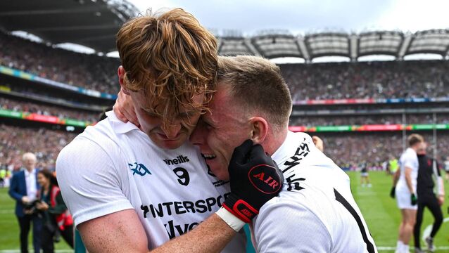 <p>26 July 2026; Jack Carney, left, and Ryan O'Donoghue of Mayo after the GAA Football All-Ireland Senior Championship final match between Kerry and Mayo at Croke Park in Dublin. Photo by Ray McManus/Sportsfile</p>