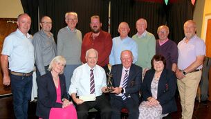 <p>The overall winner of the Balla Golf Club Captain's Prize, Chris Mannion, receives his prize from Club Captain Danny Lyons. Also pictured were Club President Maureen McDonnell, Lady Captain Nora Heraty and runners-up in the competition. Picture: Trish Forde</p> <p>The overall winner of the Balla Golf Club Captain's Prize, Chris Mannion, receives his prize from Club Captain Danny Lyons. Also pictured were Club President Maureen McDonnell, Lady Captain Nora Heraty and runners-up in the competition. Picture: Trish Forde</p>