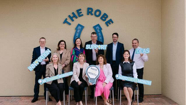 <p>Pictured at the launch of Mayo Ideas Month 2026 at Ballinrobe Racecourse were, back row, from left: John Magee (LEO Mayo), Ailish McCormack (WestBIC), Nicola Kennedy (LEO Mayo), Seamus McCormack (WestBIC), Francis Conroy (MSLETB), Seán O’Coisdealbha (Údarás na Gaeltachta) Front row: Joanne Grehan (Director of Services, Mayo County Council), Maria Staunton (ATU), Margaret Charleton (Enterprise Ireland), Sabina Trench (SWMDC). 	Picture: Robert Justynski </p>