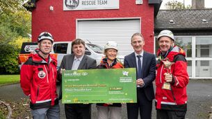 <p>Mayo Mountain Rescue Team members Ray Walsh (MMRT Team Leader) with Minister Alan Dillon, Mayo Mountain Rescue Team’s Mary Walsh (MMRT Treasurer), CEO National Lottery, Cian Murphy and Peter Moore.</p>