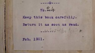 <p>The copy of None Other Gods by Robert Hugh Benson was just the 105 years overdue!</p>