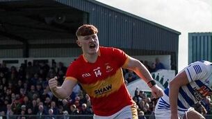 <p>Joe Forry wheels away in celebration for Castlebar Mitchels against Breaffy. Pic: Mayo GAA</p> <p>Joe Forry wheels away in celebration for Castlebar Mitchels against Breaffy. Pic: Mayo GAA</p>