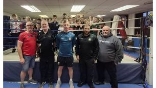 <p>Ryan O’Donoghue at his old stomping ground, the Golden Gloves Boxing Club. </p>