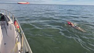 <p>Carol Commons swimming in the Bristol Channel.</p> <p>Carol Commons swimming in the Bristol Channel.</p>