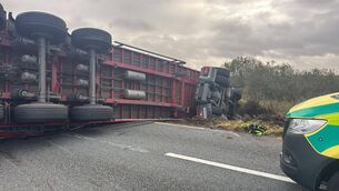 <p>Truck that has overturned between Belmullet and Bangor this morning. </p> <p>Truck that has overturned between Belmullet and Bangor this morning. </p>