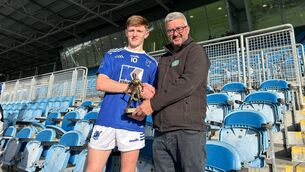 <p>Sean Henry, Connacht Gold, presents the man of the match award to Tooreen’s David Delaney after his team defeated Ballyhaunis in the Mayo senior hurling championship final at Hastings Insurance MacHale Park, Castlebar, this afternoon. Picture: David Farrell Photography.</p> <p>Sean Henry, Connacht Gold, presents the man of the match award to Tooreen’s David Delaney after his team defeated Ballyhaunis in the Mayo senior hurling championship final at Hastings Insurance MacHale Park, Castlebar, this afternoon. Picture: David Farrell Photography.</p>