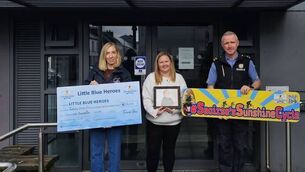 <p>From left, Garda Audrey Garvey, the Little Blue Heroes representative for Mayo, Saoirse’s mother, Martina Duggan, and Community Garda John Monaghan.</p>