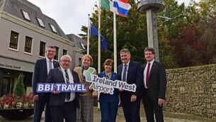 <p>Pictured celebrating the launch of the new service between Groningen and Ireland West Airport on a visit to Mayo to as part of the EU Presidency Programme County Pairing Initiative, were from left to right, Kevin Kelly, CE, Mayo County Council, Cathaoirleach Cllr. John Caulfield, H.E. Maaike van Koldam, Ambassador of the Kingdom of the Netherlands to Ireland, H.E. Ann Derwin, Ambassador of Ireland to the Netherlands, Joe Gilmore, Managing Director, Ireland West Airport and Michael McDermott, Head of Tourism, Mayo County Council</p> <p>Pictured celebrating the launch of the new service between Groningen and Ireland West Airport on a visit to Mayo to as part of the EU Presidency Programme County Pairing Initiative, were from left to right, Kevin Kelly, CE, Mayo County Council, Cathaoirleach Cllr. John Caulfield, H.E. Maaike van Koldam, Ambassador of the Kingdom of the Netherlands to Ireland, H.E. Ann Derwin, Ambassador of Ireland to the Netherlands, Joe Gilmore, Managing Director, Ireland West Airport and Michael McDermott, Head of Tourism, Mayo County Council</p>