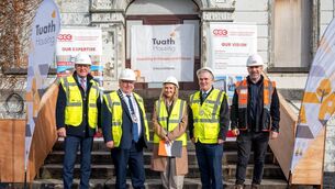 <p>L R Kevin Kelly, Chief Executive of Mayo County Council; Cllr John Caulfield, Cathaoirleach of Mayo County Councl; Bronagh D'Arcy, Deputy Chief Executive of Tuath Housing; Cllr Brendan Mulroy, Cathaoirleach of Westport / Belmullet Municipal District; Shane McWalter, Operations Directions of OCC Construction.</p> <p>L R Kevin Kelly, Chief Executive of Mayo County Council; Cllr John Caulfield, Cathaoirleach of Mayo County Councl; Bronagh D'Arcy, Deputy Chief Executive of Tuath Housing; Cllr Brendan Mulroy, Cathaoirleach of Westport / Belmullet Municipal District; Shane McWalter, Operations Directions of OCC Construction.</p>