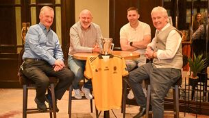 <p>Pictured at the Maynooth University Alumni Sigerson 50 celebration are Fr Dan O’Mahony (Mayo GAA), Glenn Ryan (Kildare GAA), Marc O’Sé (Kerry GAA) and Paddy Carr (Donegal GAA).</p> <p>Pictured at the Maynooth University Alumni Sigerson 50 celebration are Fr Dan O’Mahony (Mayo GAA), Glenn Ryan (Kildare GAA), Marc O’Sé (Kerry GAA) and Paddy Carr (Donegal GAA).</p>